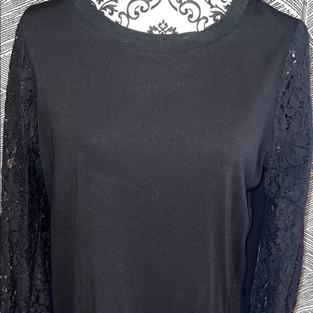 Black Lace Sleeve Sweater Sz M